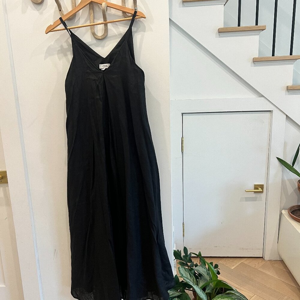COS Black linen dress